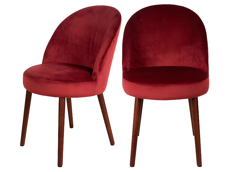 Barbara - Lot de 2 chaises en velours - Rouge