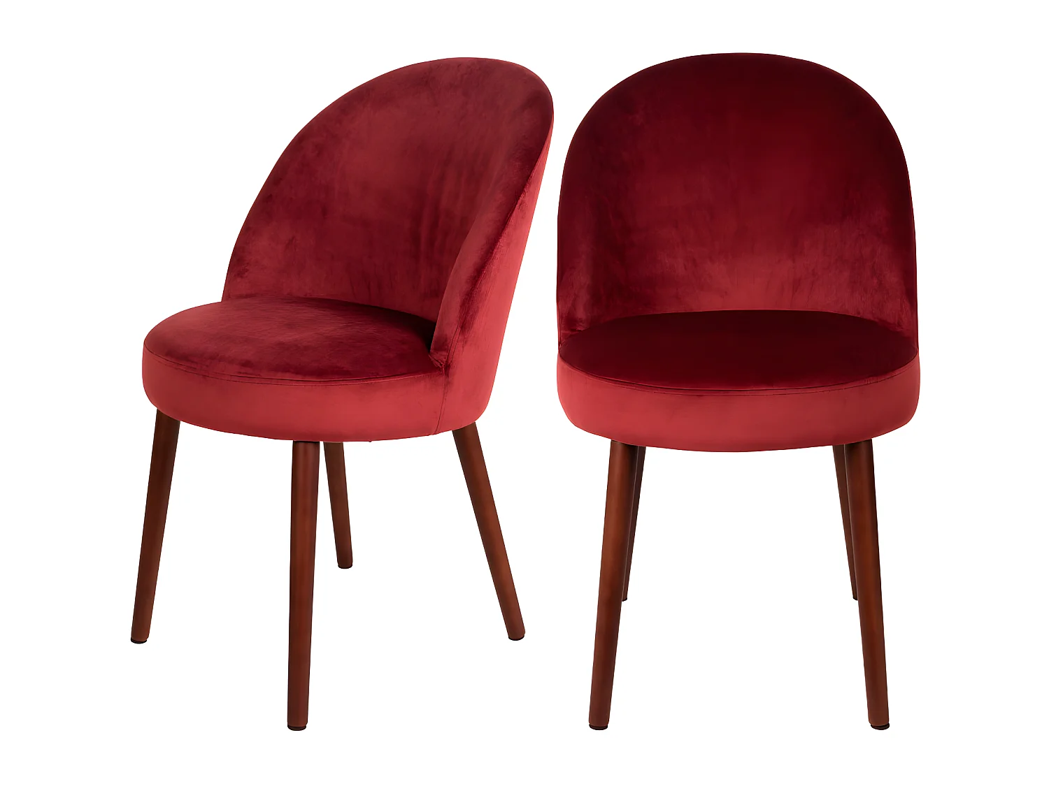 Barbara - Lot de 2 chaises en velours - Rouge