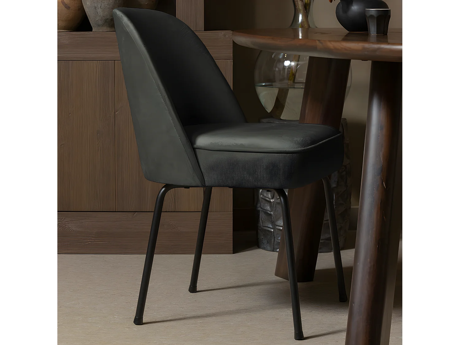 Vogue - Lot de 2 chaises design en velours - Vert foncé