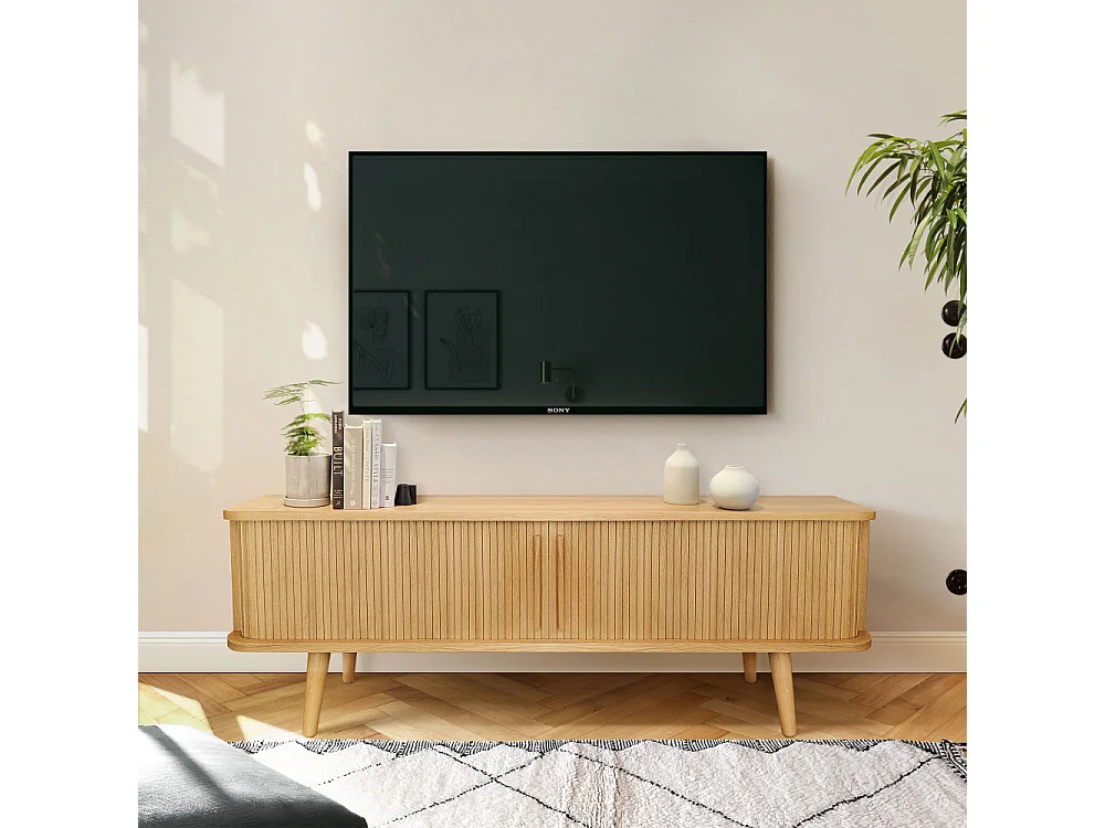 Rove  - Meuble TV en bois L138xH49,5cm - Bois clair