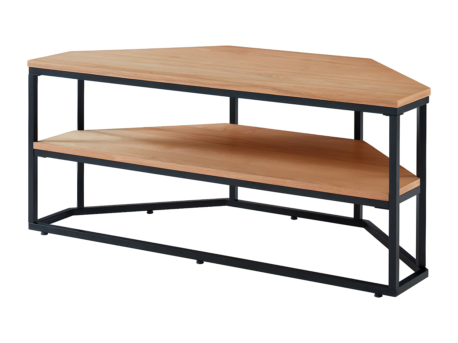 Ivica - Meuble TV d'angle en bois et métal L120cm - Bois clair