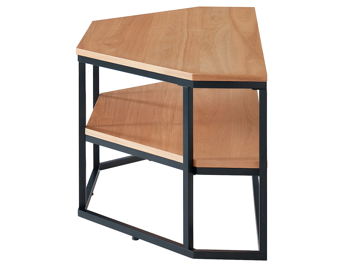 Ivica - Meuble TV d'angle en bois et métal L120cm - Bois clair