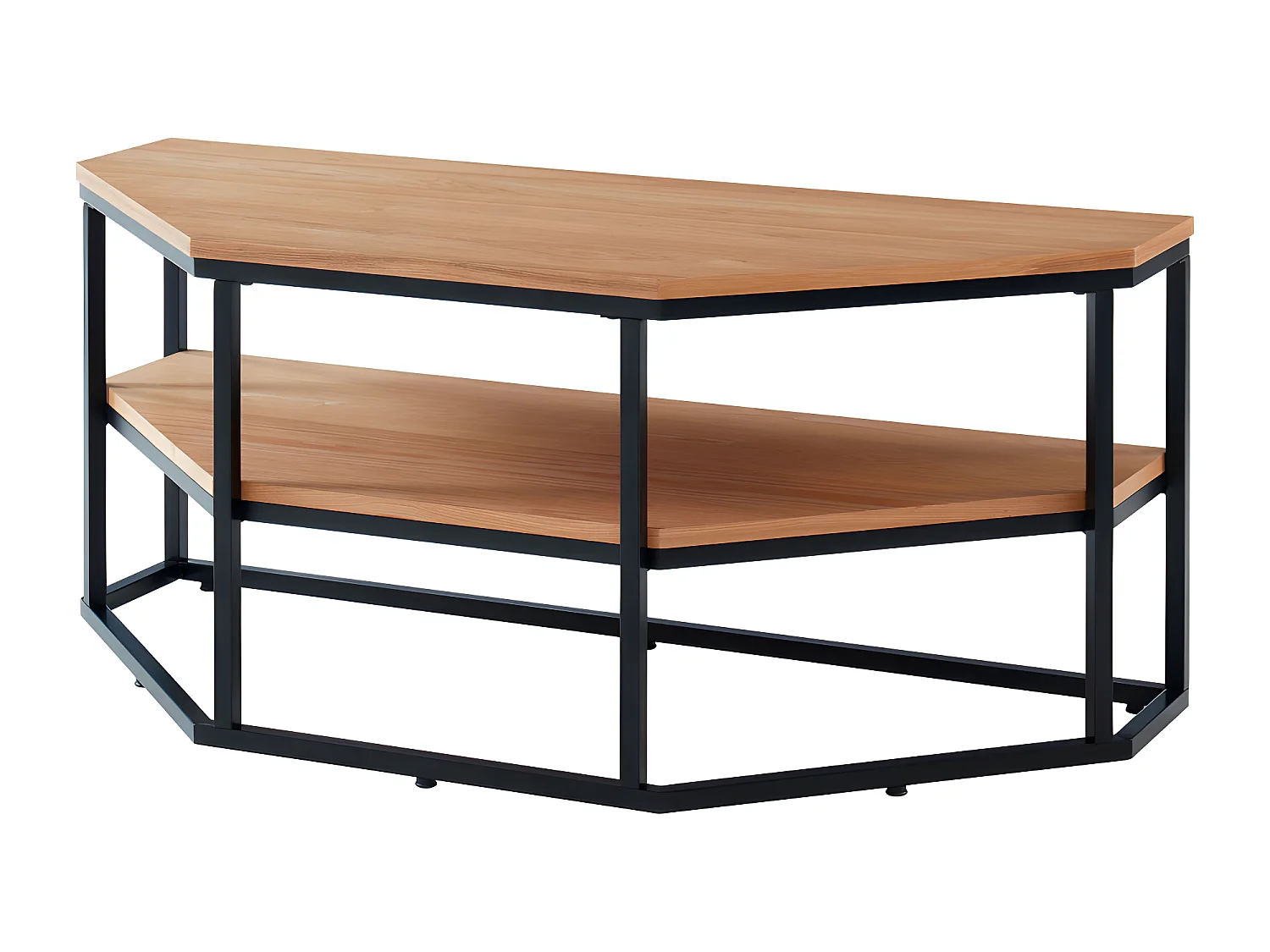 Ivica - Meuble TV d'angle en bois et métal L120cm - Bois clair