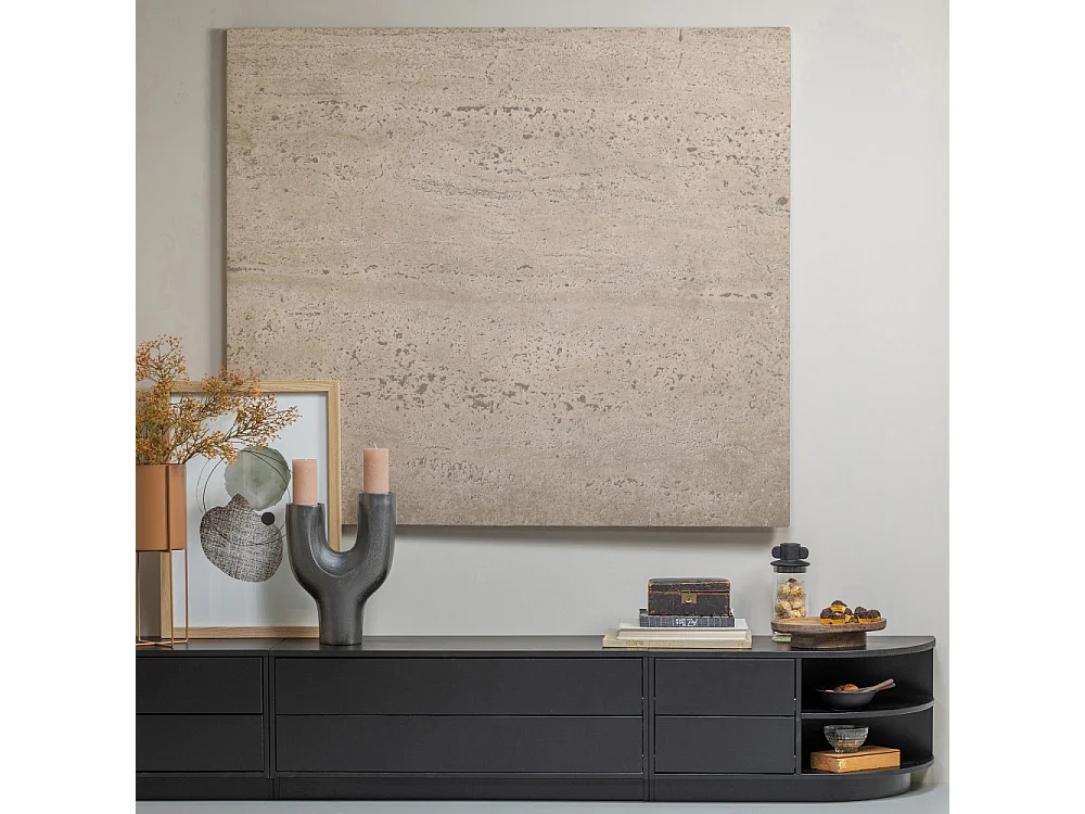 Finca - Meuble TV en bois massif de pin L100cm - Noir