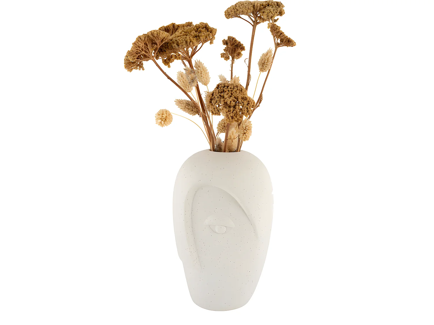 Nicoya - Vase en céramique avec visage H19,5cm - Ivoire