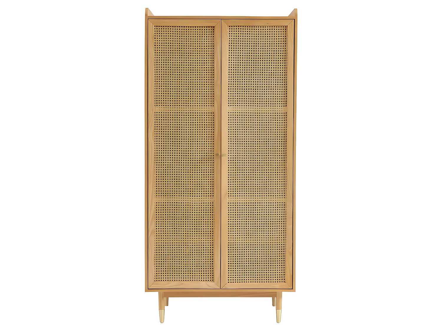 Bombong - Armoire 2 portes en bois et cannage - Bois clair