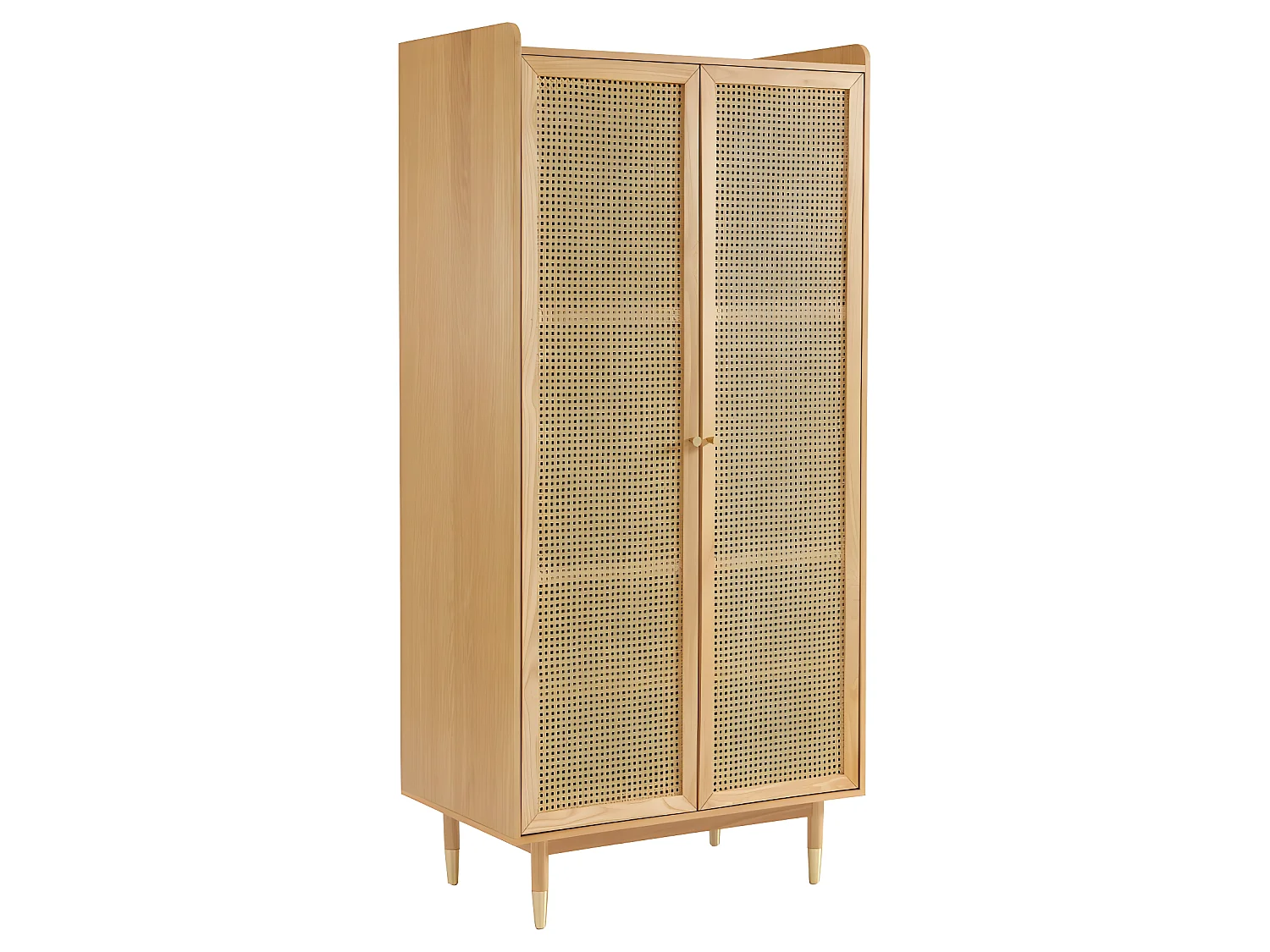Bombong - Armoire 2 portes en bois et cannage - Bois clair