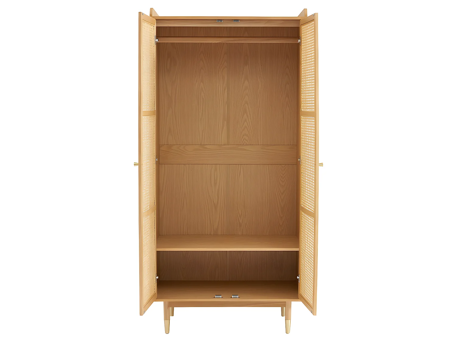 Bombong - Armoire 2 portes en bois et cannage - Bois clair