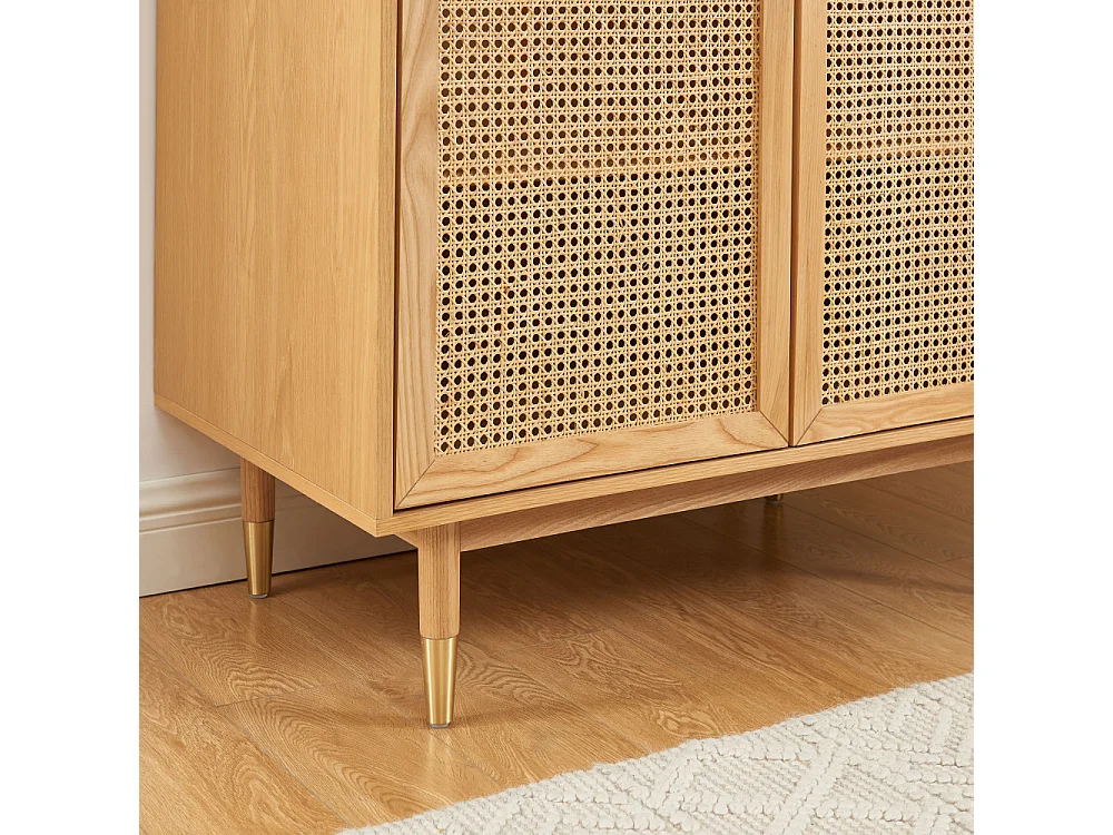 Bombong - Armoire 2 portes en bois et cannage - Bois clair