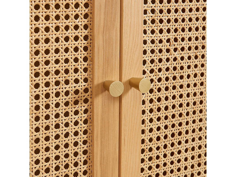 Bombong - Armoire 2 portes en bois et cannage - Bois clair