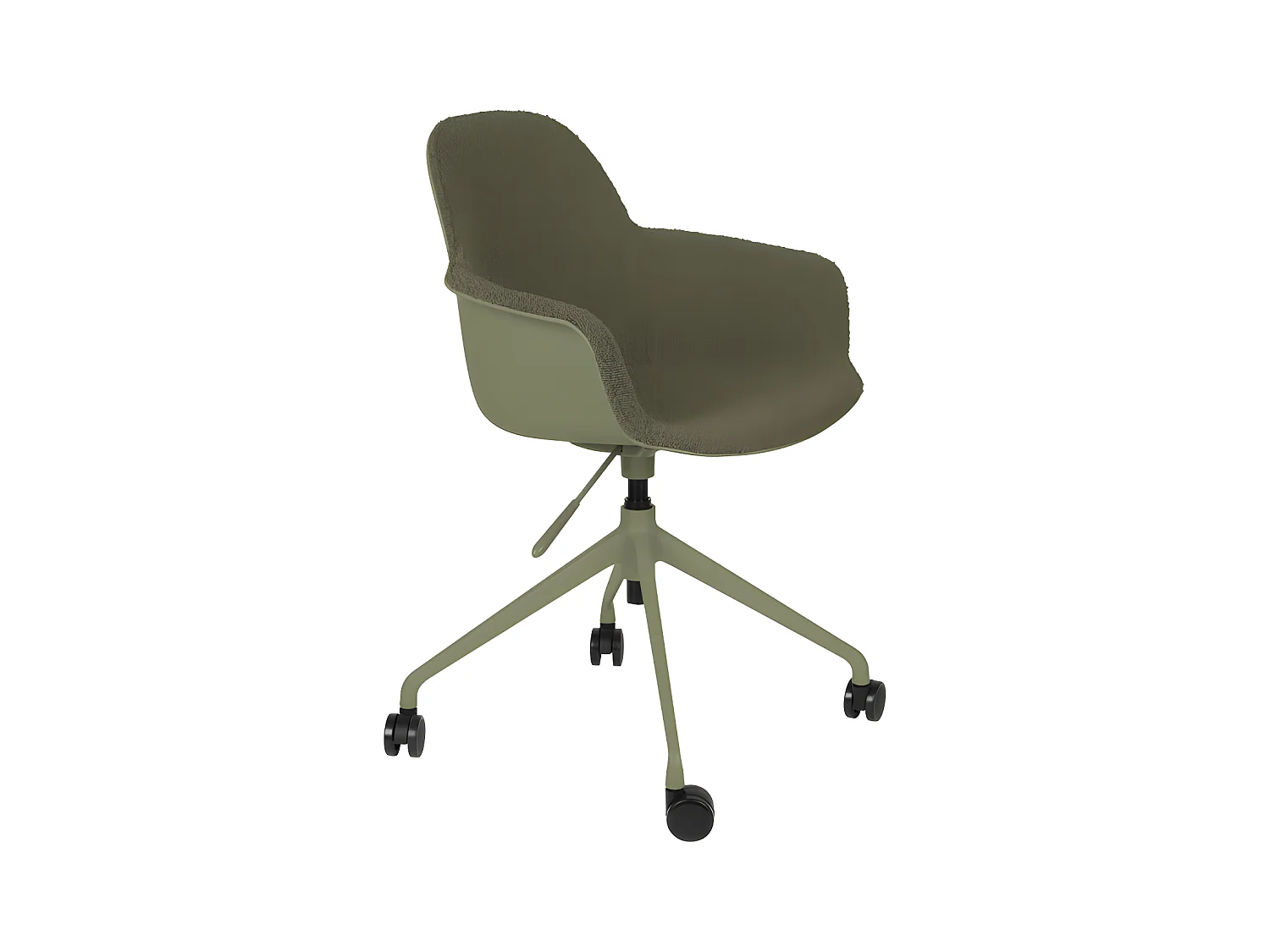 Albert Kuip - Chaise de bureau en tissu bouclette avec accoudoirs pivotante à roulettes - Vert