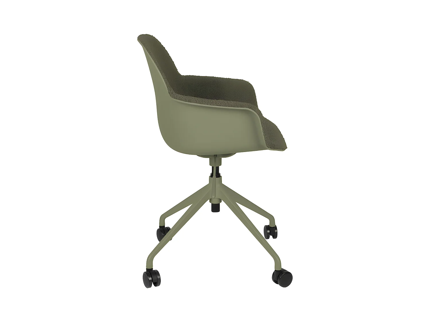 Albert Kuip - Chaise de bureau en tissu bouclette avec accoudoirs pivotante à roulettes - Vert