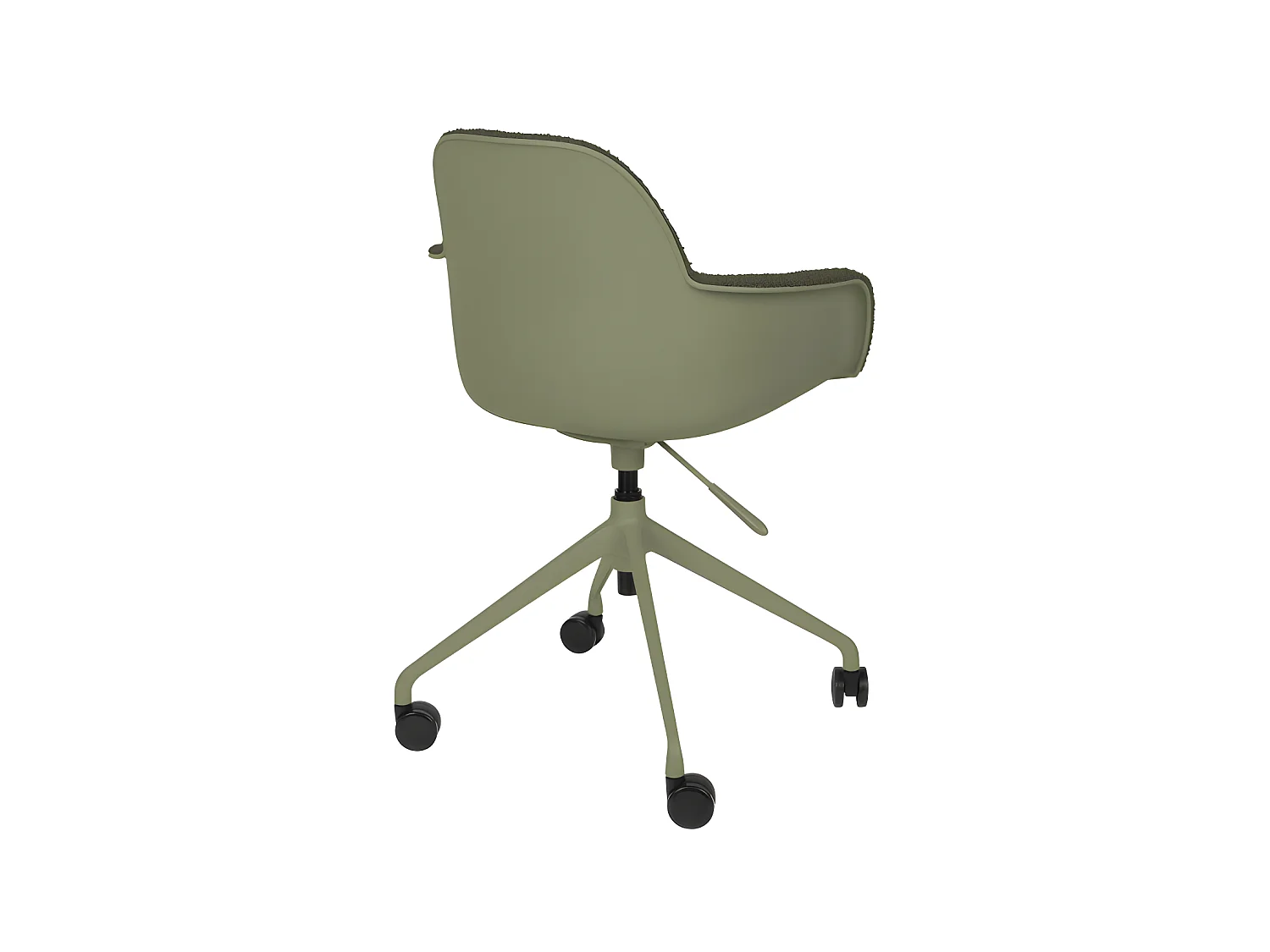Albert Kuip - Chaise de bureau en tissu bouclette avec accoudoirs pivotante à roulettes - Vert