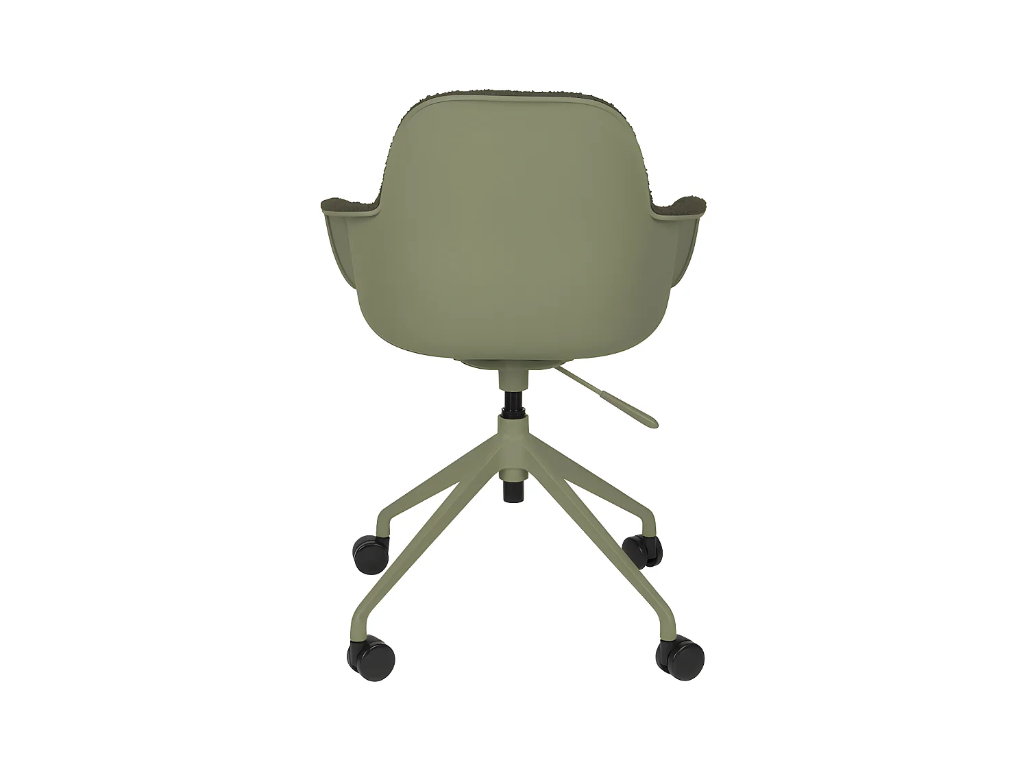 Albert Kuip - Chaise de bureau en tissu bouclette avec accoudoirs pivotante à roulettes - Vert