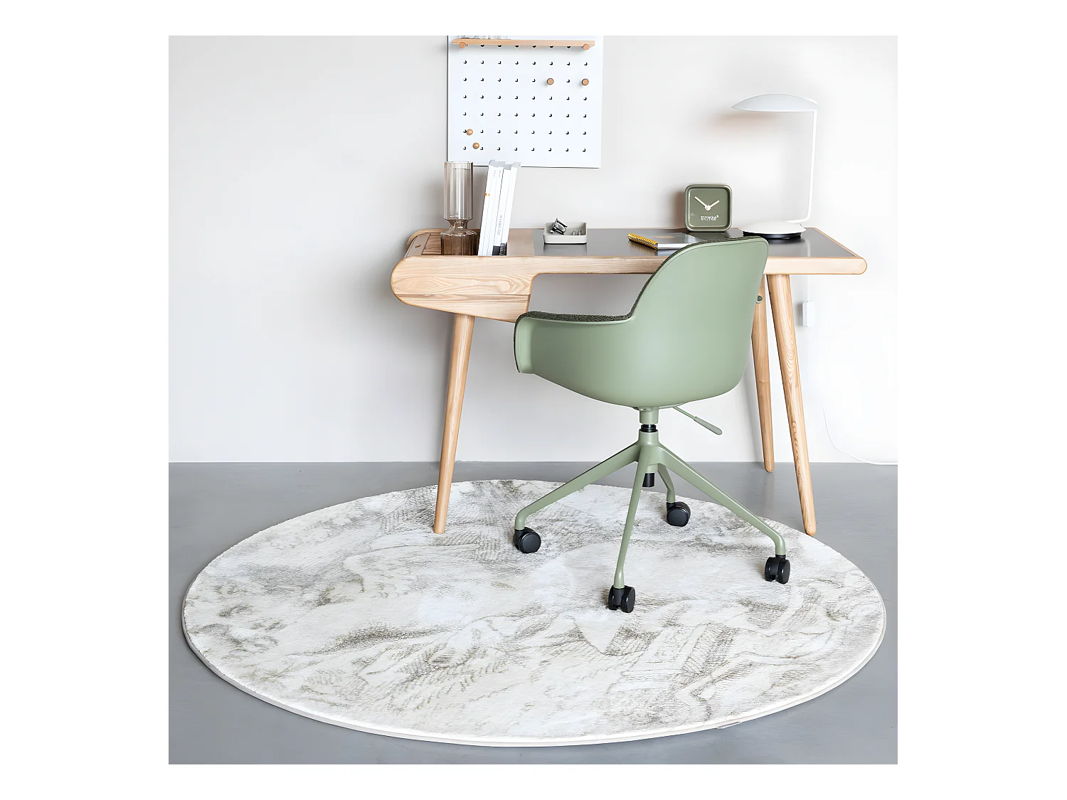 Albert Kuip - Chaise de bureau en tissu bouclette avec accoudoirs pivotante à roulettes - Vert