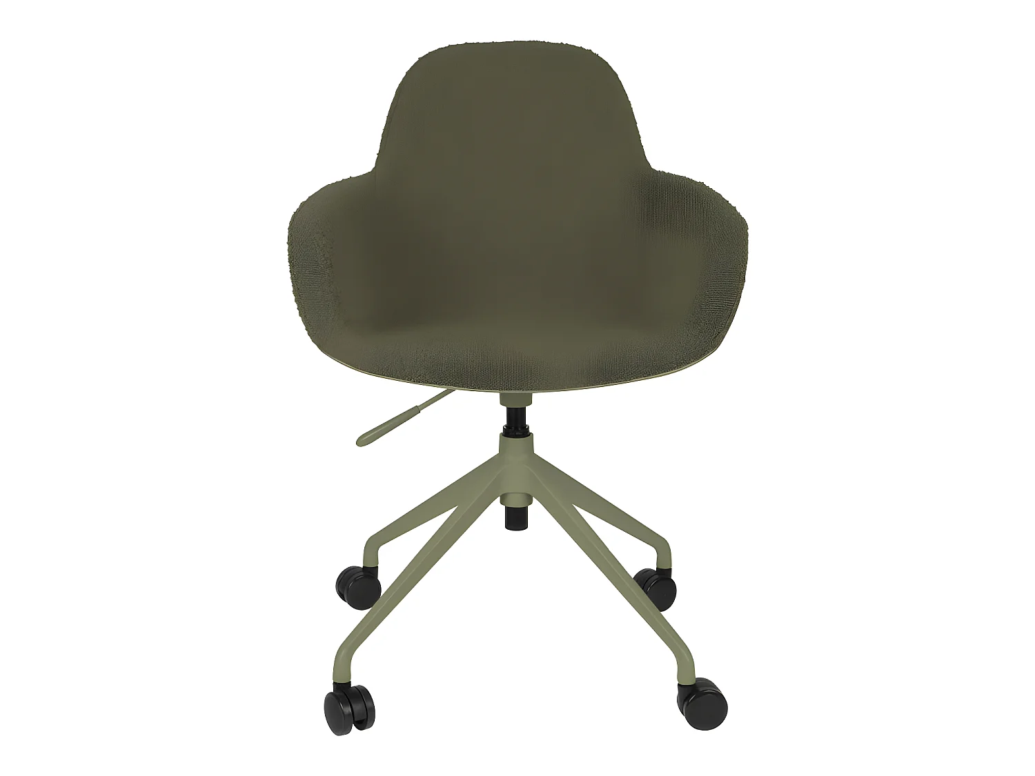 Albert Kuip - Chaise de bureau en tissu bouclette avec accoudoirs pivotante à roulettes - Vert