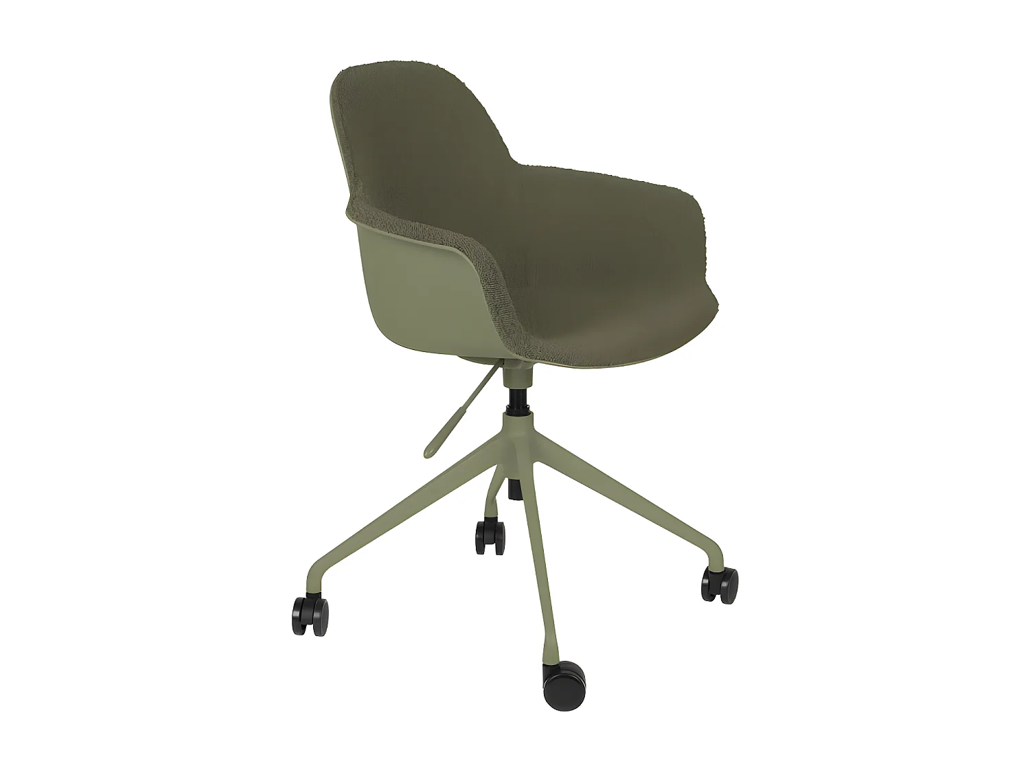 Albert Kuip - Chaise de bureau en tissu bouclette avec accoudoirs pivotante à roulettes - Vert