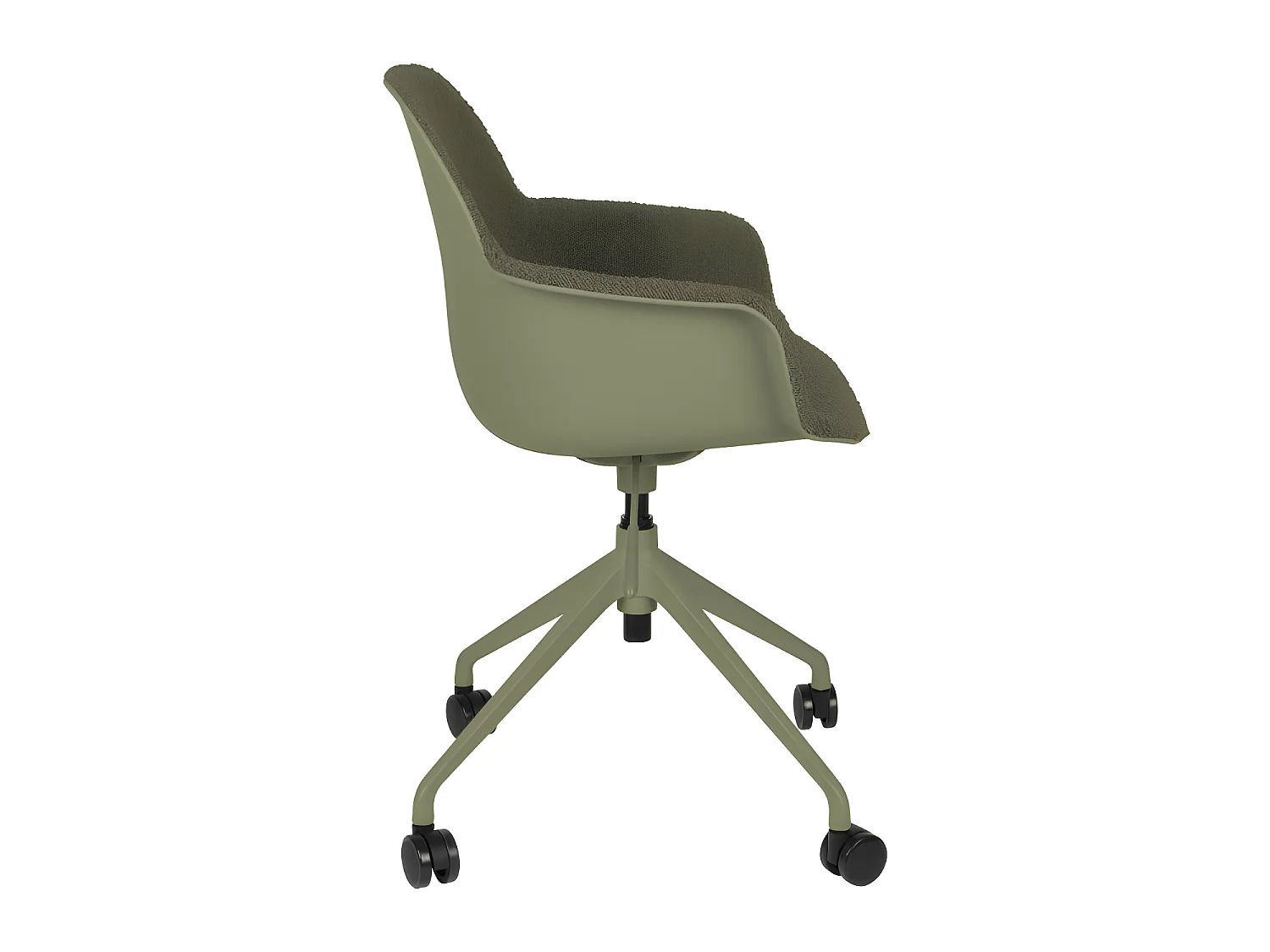Albert Kuip - Chaise de bureau en tissu bouclette avec accoudoirs pivotante à roulettes - Vert