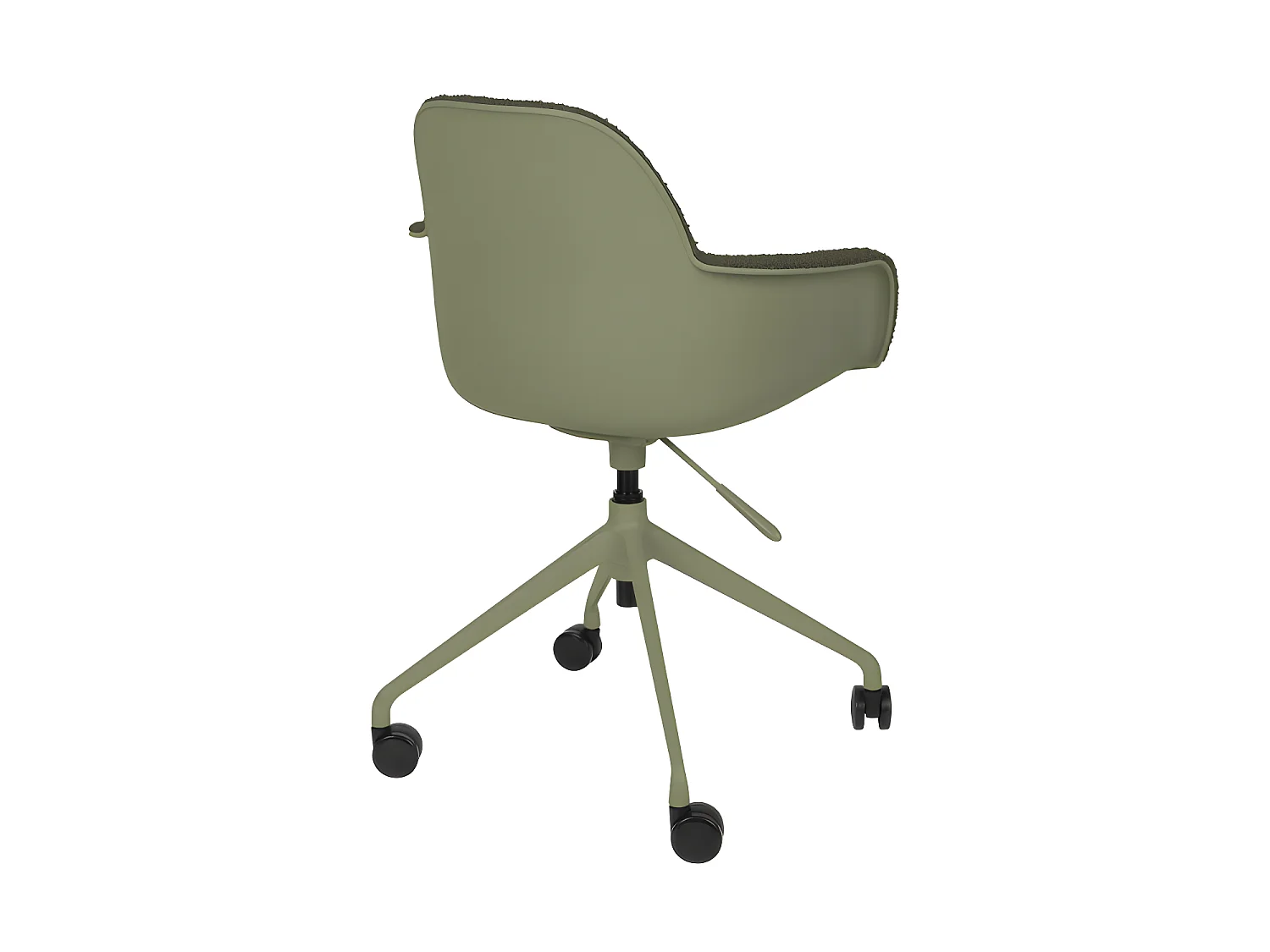 Albert Kuip - Chaise de bureau en tissu bouclette avec accoudoirs pivotante à roulettes - Vert