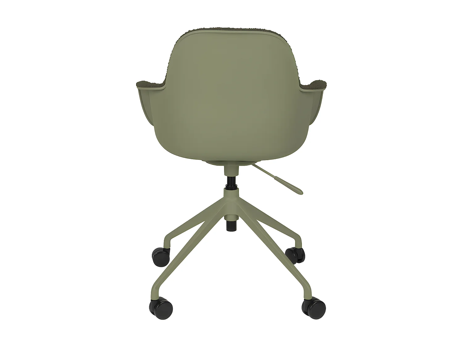 Albert Kuip - Chaise de bureau en tissu bouclette avec accoudoirs pivotante à roulettes - Vert