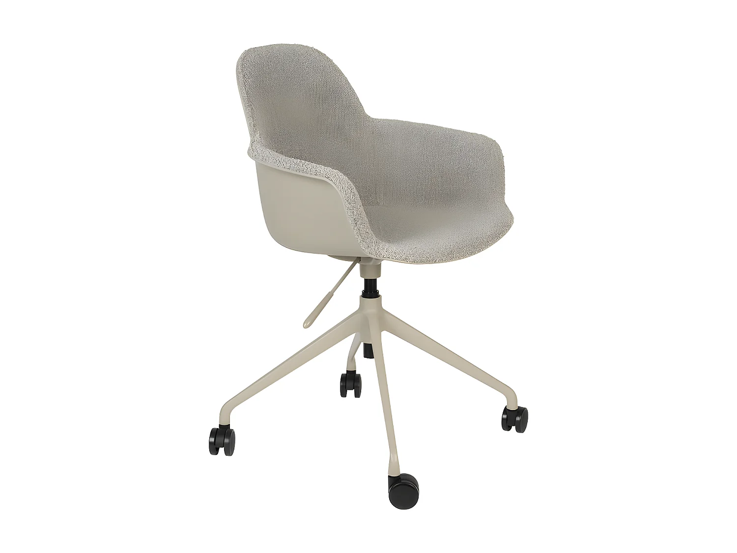 Albert Kuip - Chaise de bureau en tissu bouclette avec accoudoirs pivotante à roulettes - Taupe