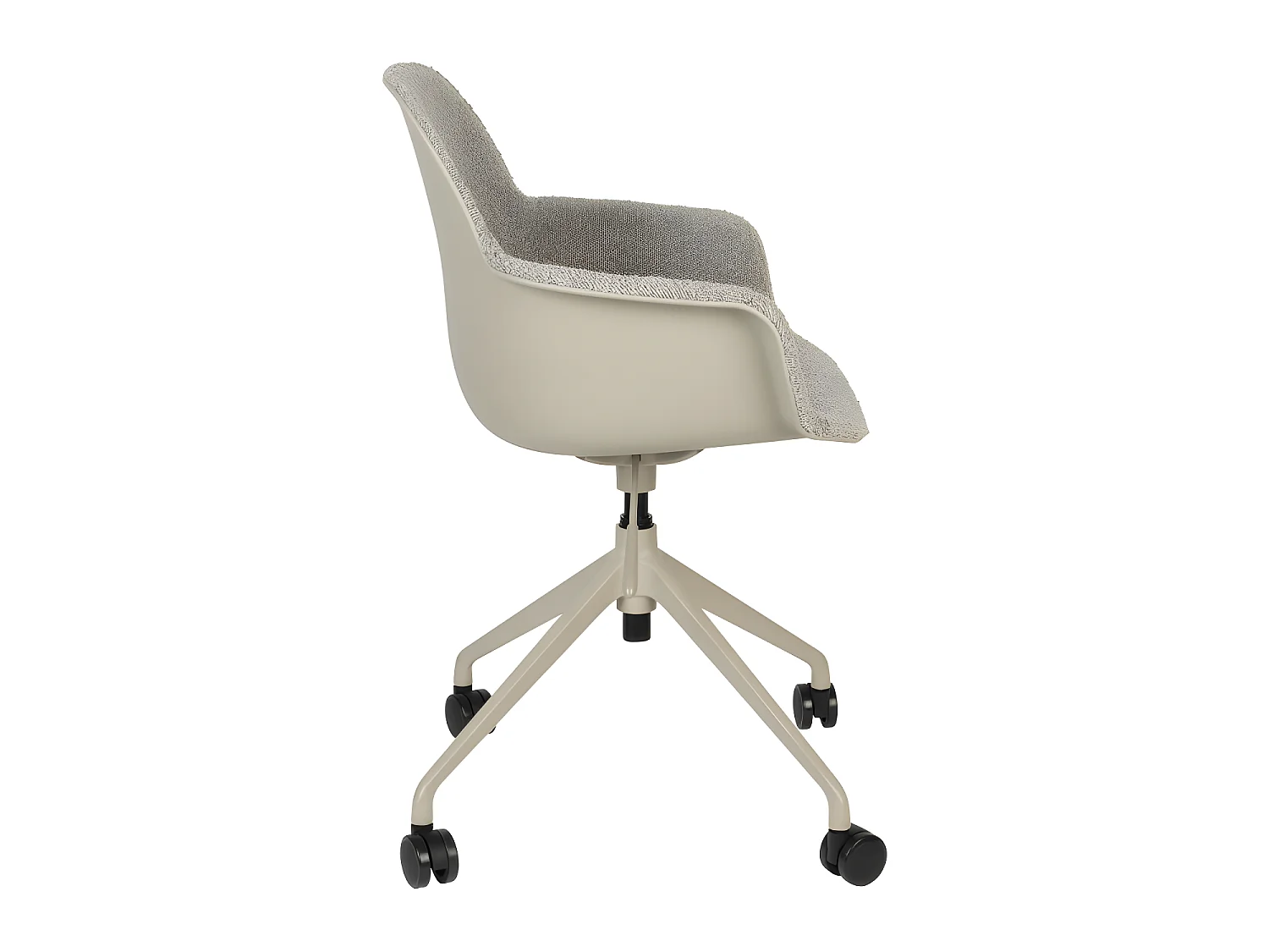 Albert Kuip - Chaise de bureau en tissu bouclette avec accoudoirs pivotante à roulettes - Taupe