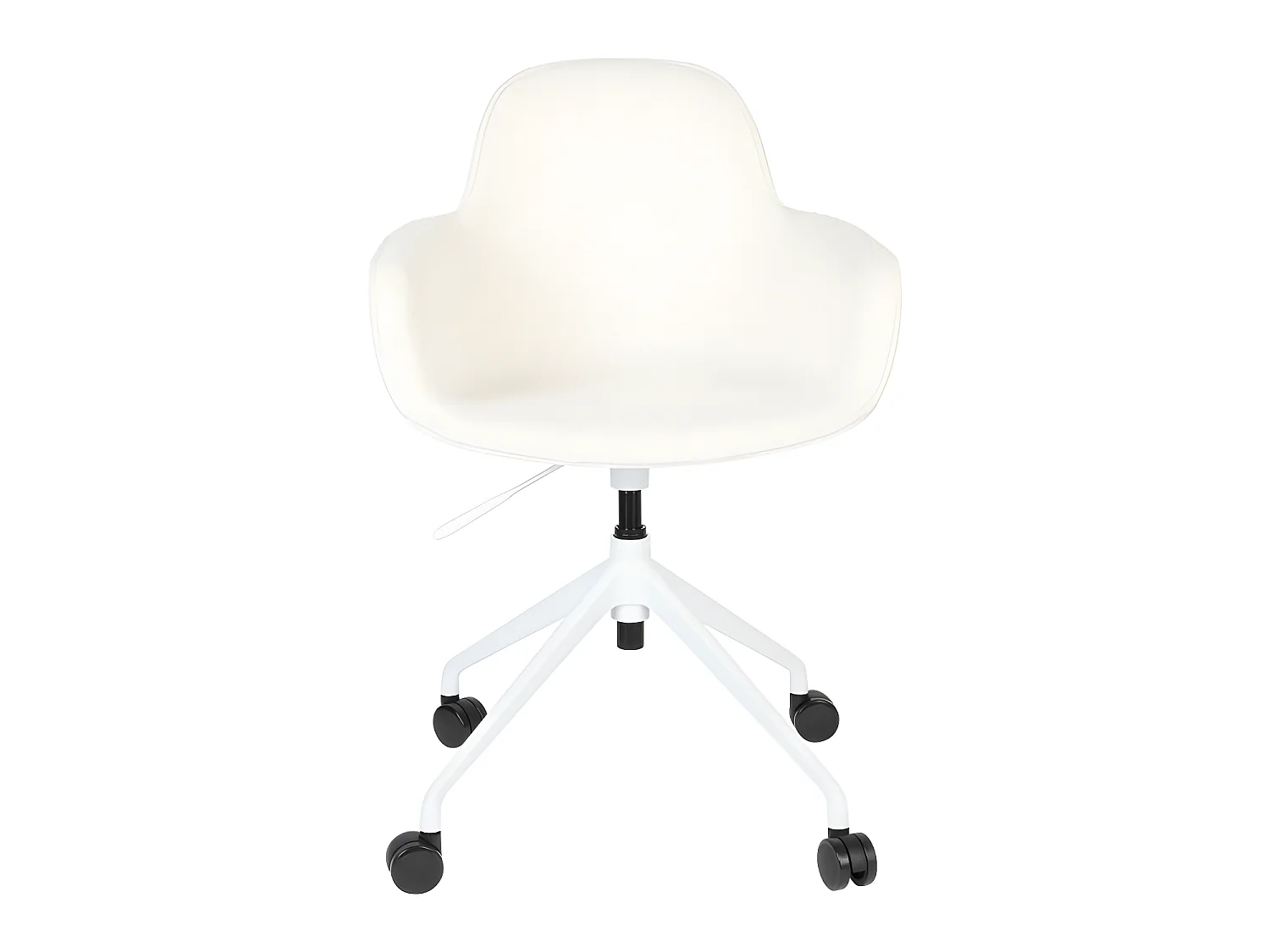 Albert Kuip - Chaise de bureau en tissu bouclette avec accoudoirs pivotante à roulettes - Blanc