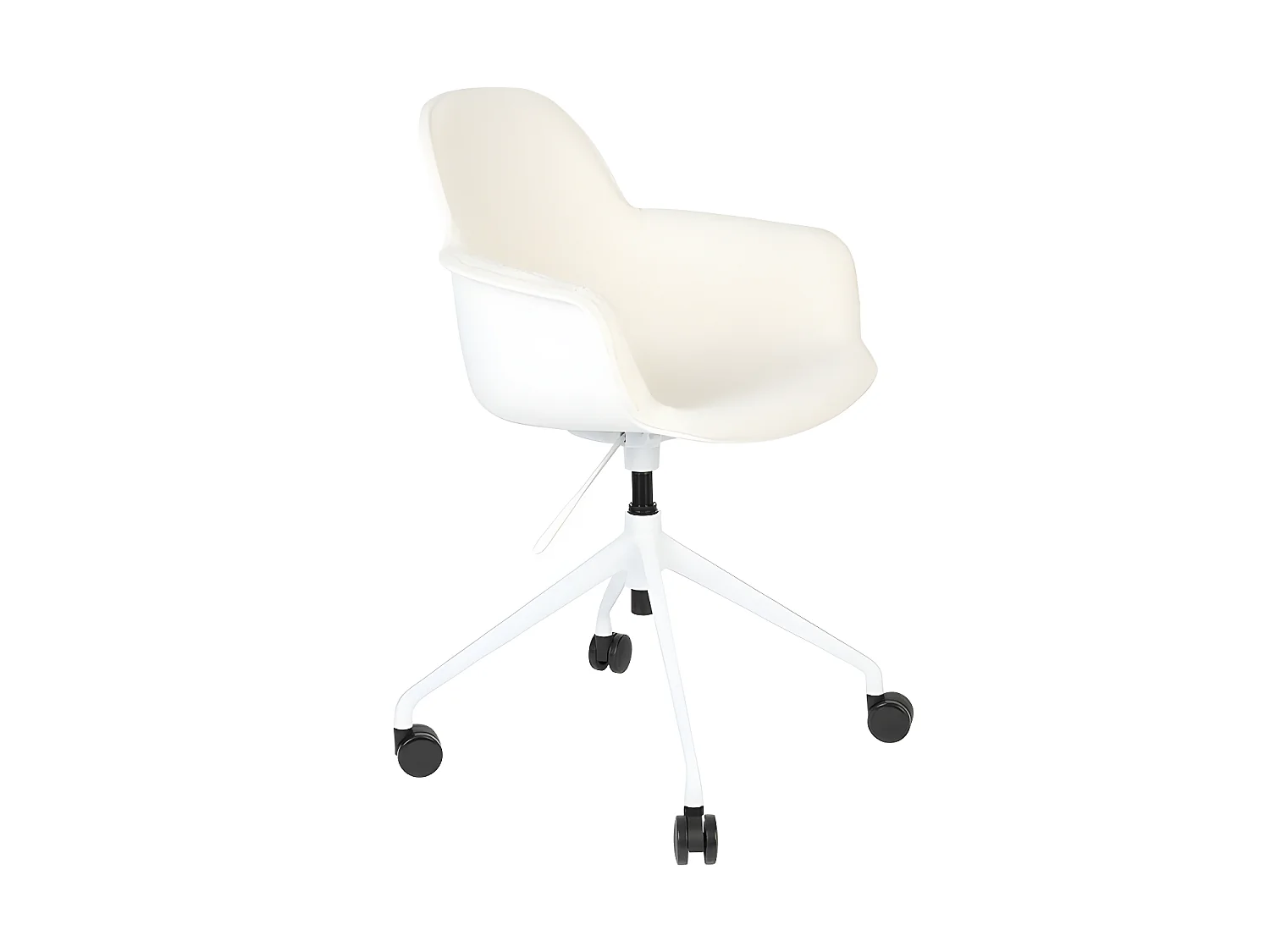 Albert Kuip - Chaise de bureau en tissu bouclette avec accoudoirs pivotante à roulettes - Blanc
