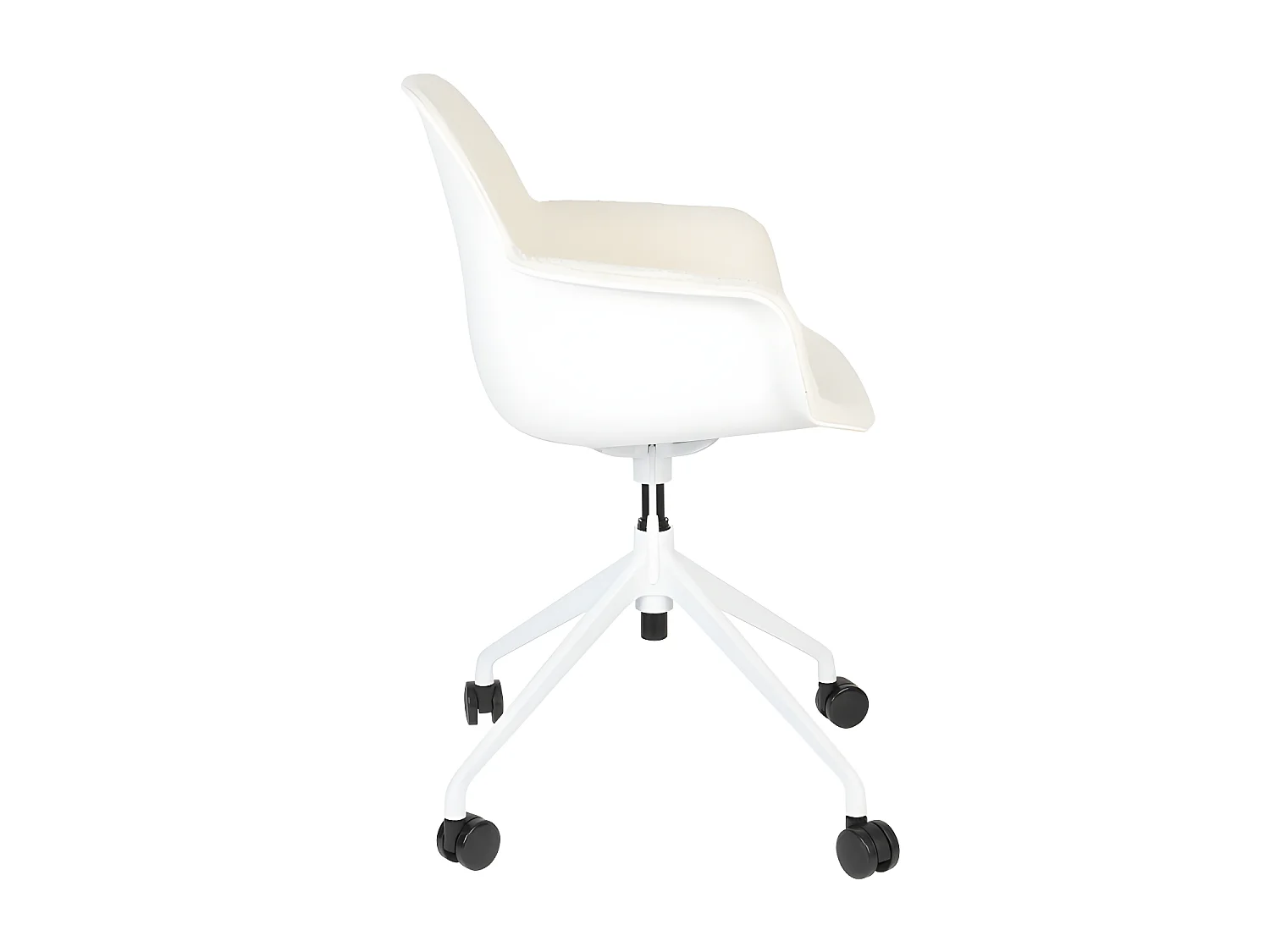 Albert Kuip - Chaise de bureau en tissu bouclette avec accoudoirs pivotante à roulettes - Blanc