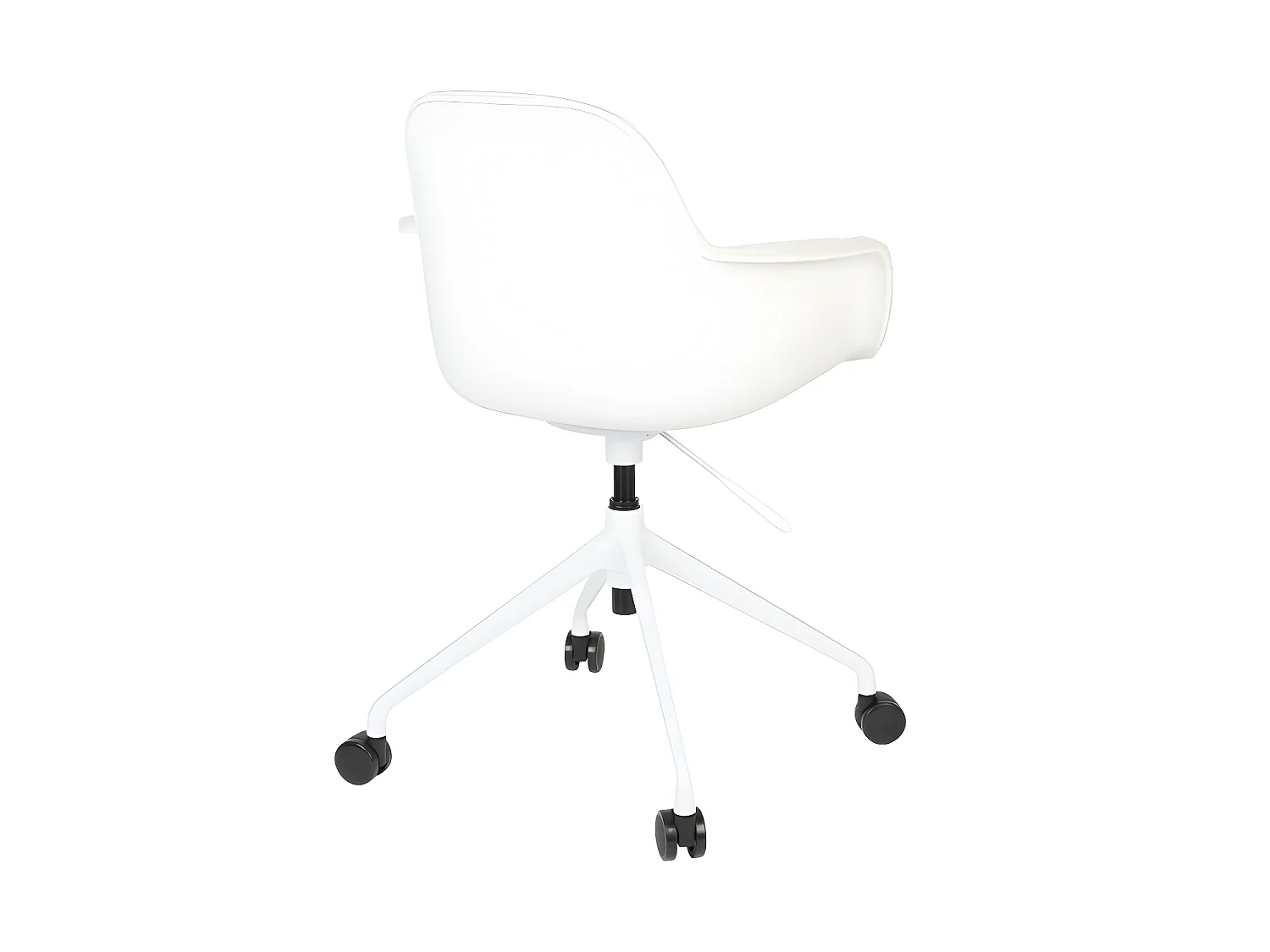 Albert Kuip - Chaise de bureau en tissu bouclette avec accoudoirs pivotante à roulettes - Blanc