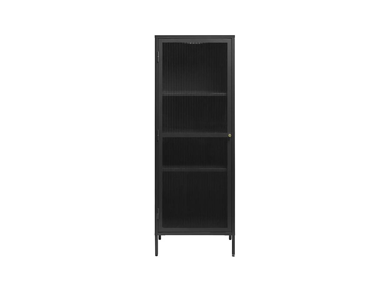 Bjorn - Colonne de rangement 1 porte en verre strié et métal H160cm - Noir