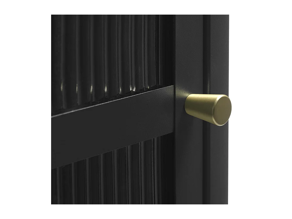 Bjorn - Colonne de rangement 1 porte en verre strié et métal H160cm - Noir