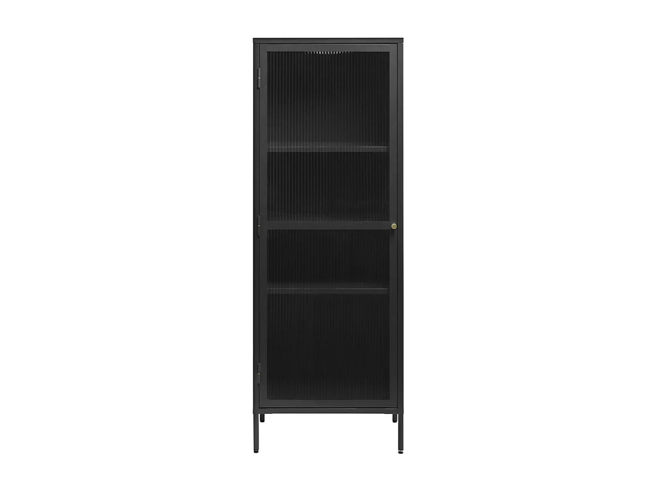 Bjorn - Colonne de rangement 1 porte en verre strié et métal H160cm - Noir