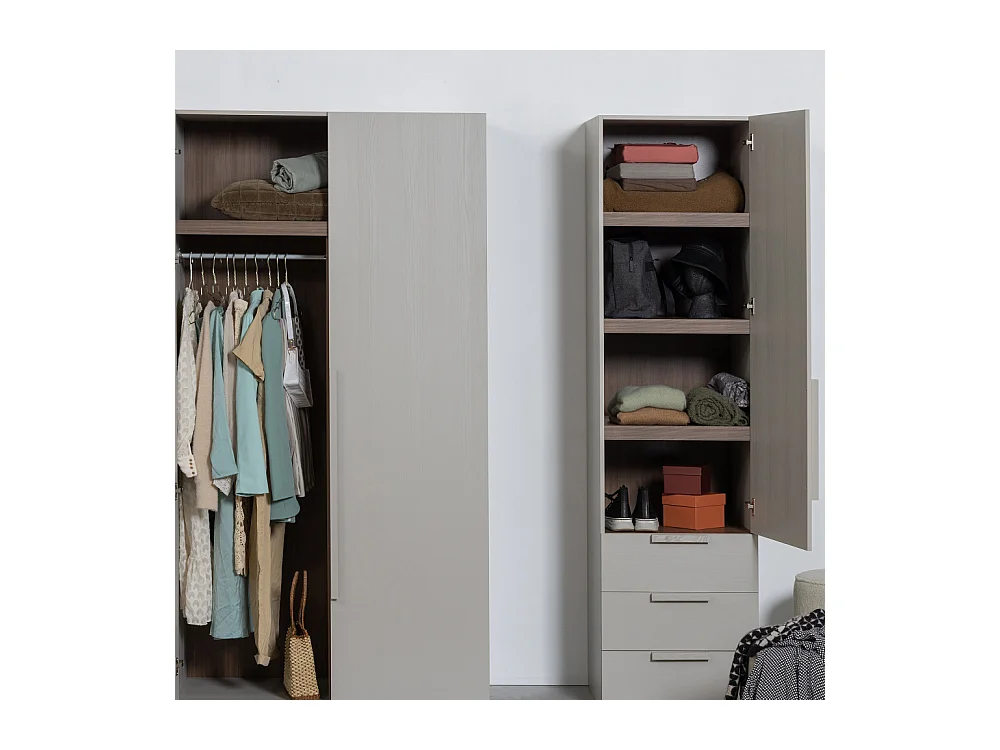 Rens - Colonne de rangement en bois H210cm - Gris clair