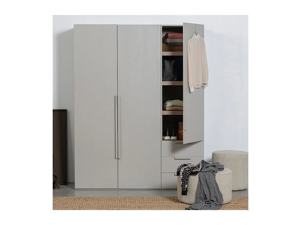 Rens - Colonne de rangement en bois H210cm - Gris clair