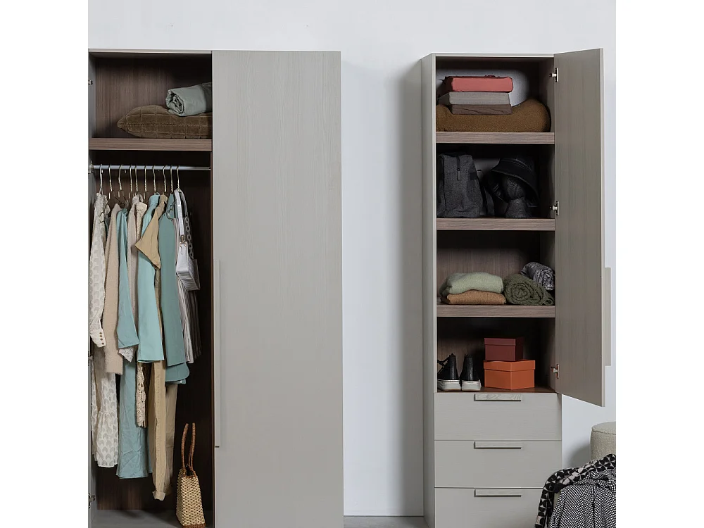 Rens - Colonne de rangement en bois H210cm - Gris clair