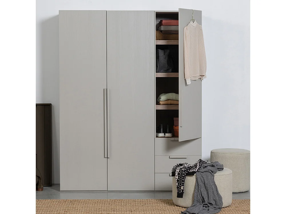 Rens - Colonne de rangement en bois H210cm - Gris clair