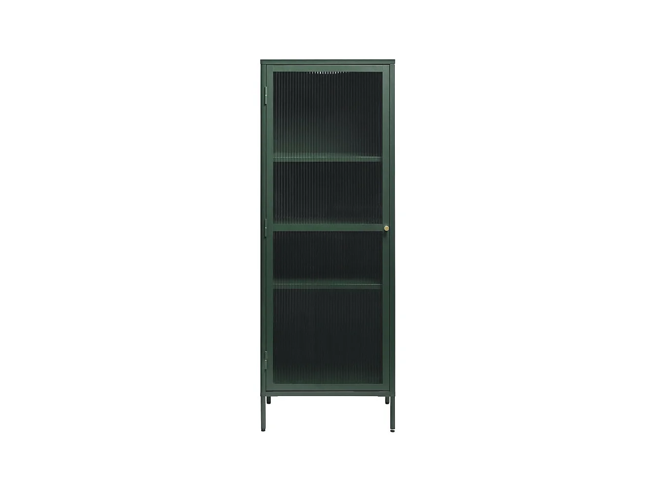 Bjorn - Colonne de rangement 1 porte en verre strié et métal H160cm - Vert foncé