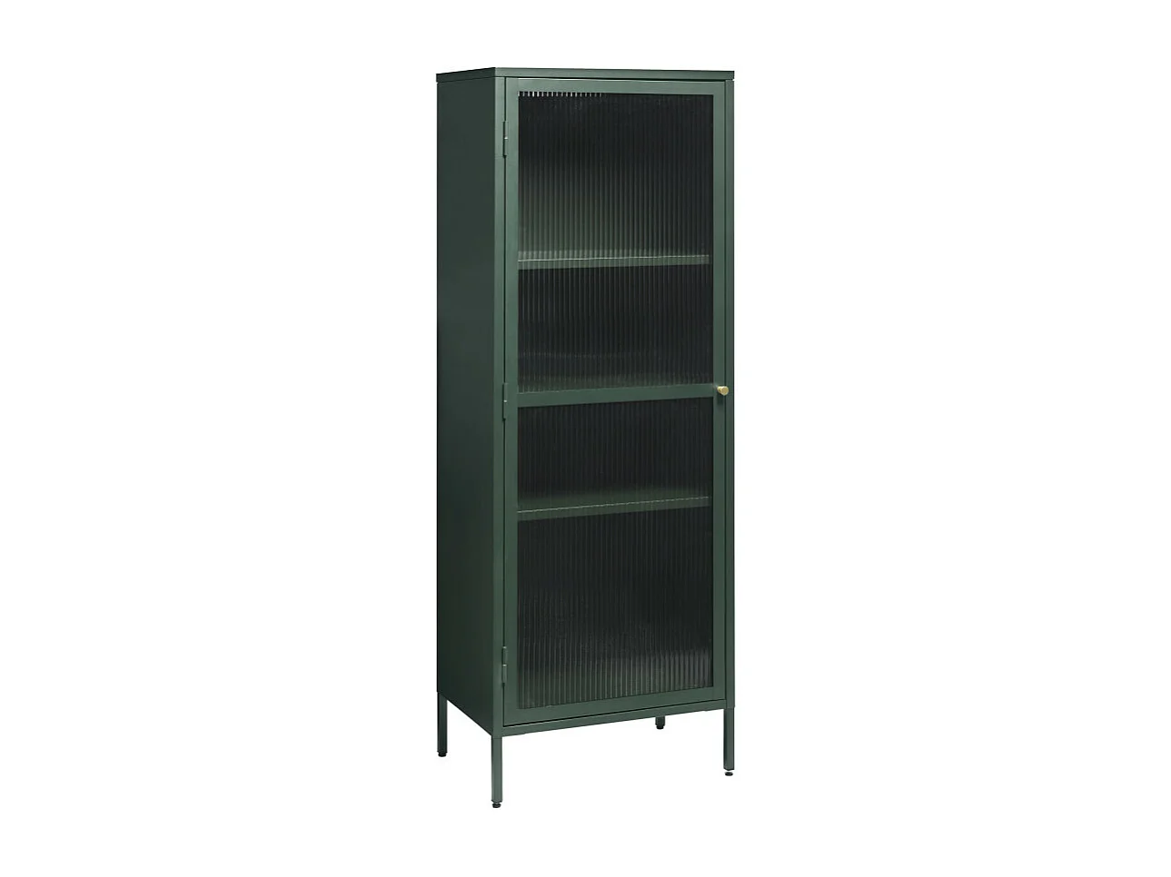 Bjorn - Colonne de rangement 1 porte en verre strié et métal H160cm - Vert foncé