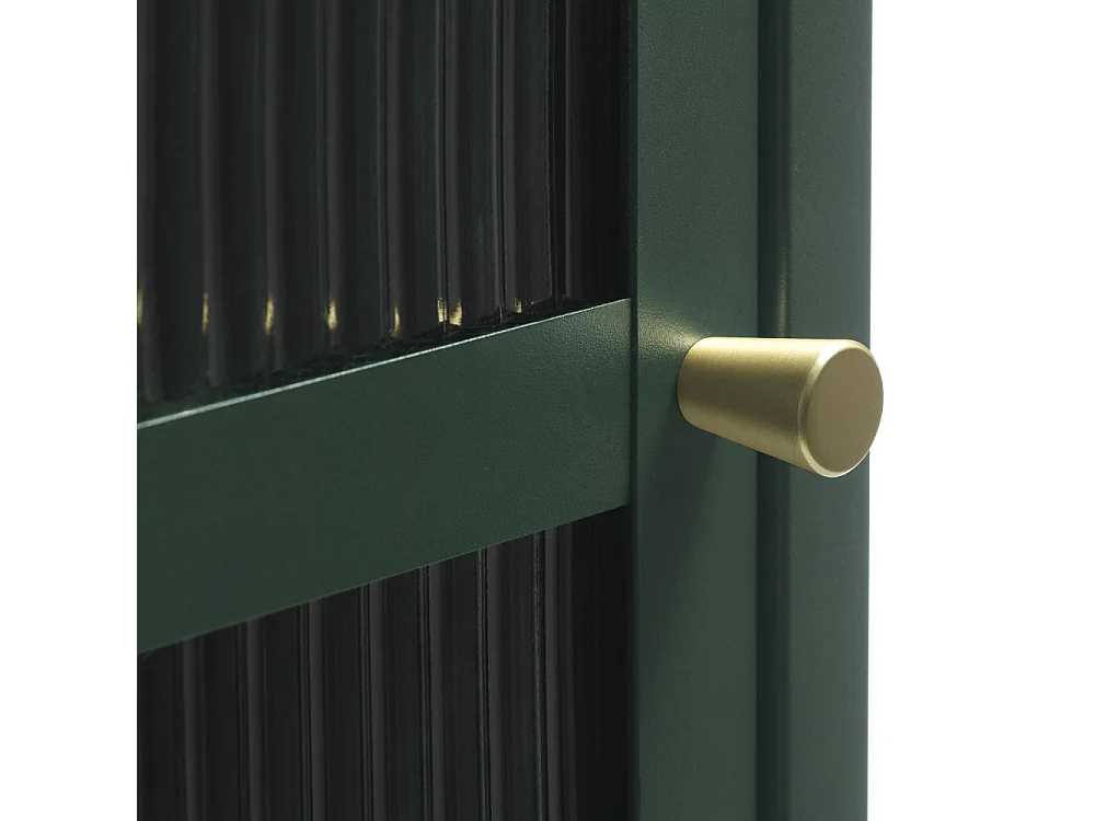 Bjorn - Colonne de rangement 1 porte en verre strié et métal H160cm - Vert foncé