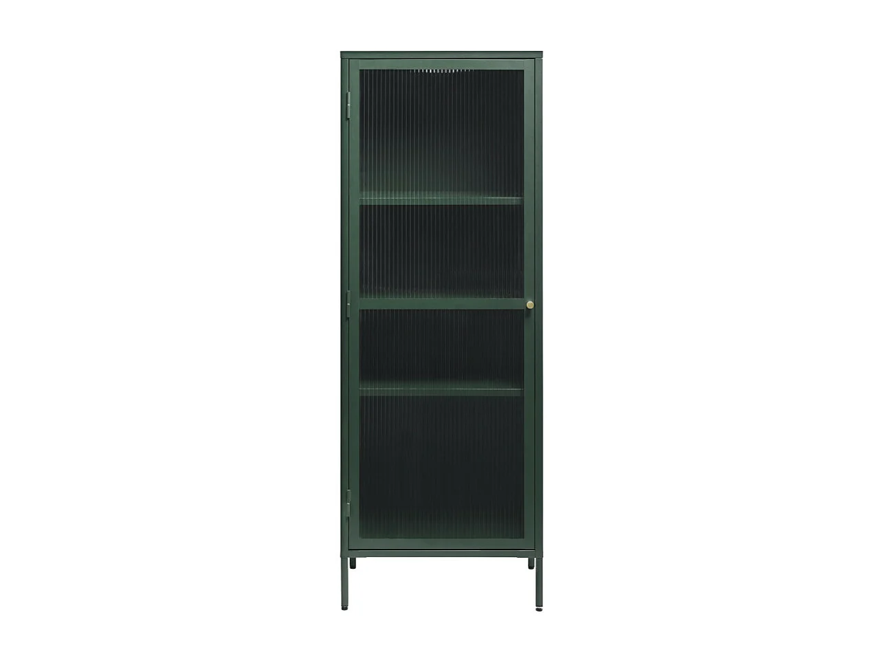 Bjorn - Colonne de rangement 1 porte en verre strié et métal H160cm - Vert foncé
