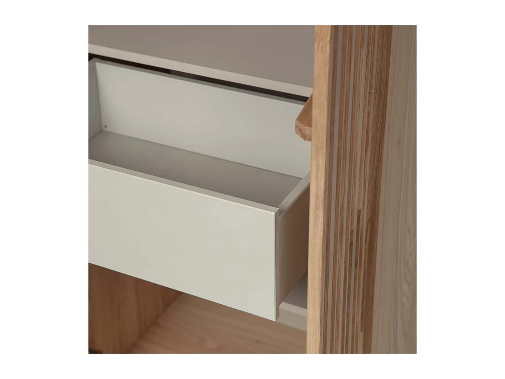 New Gravure - Colonne de rangement en bois 2 portes 1 tiroir H210cm - Bois clair