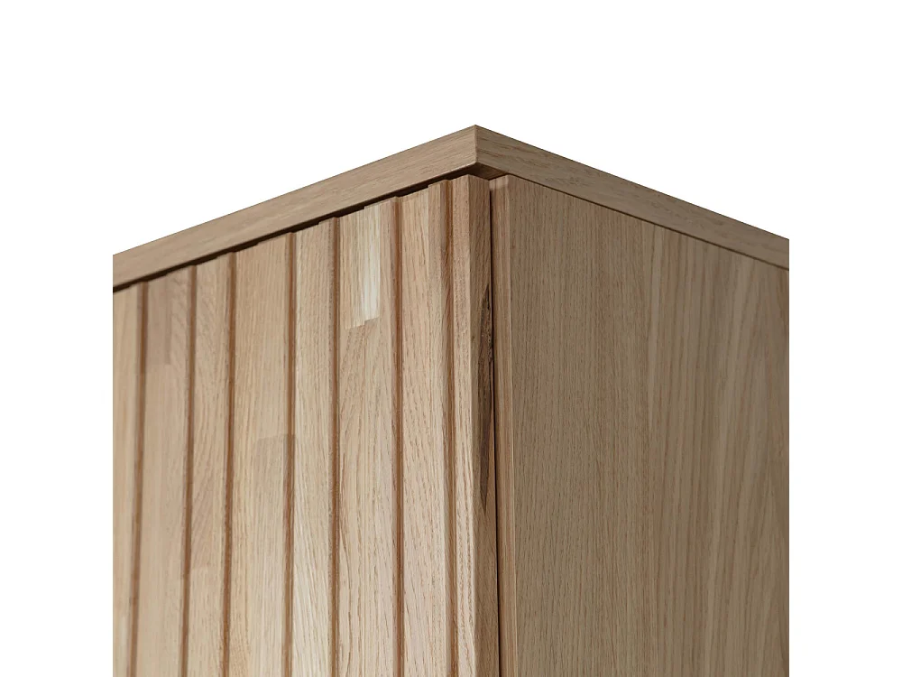 New Gravure - Colonne de rangement en bois 2 portes 1 tiroir H210cm - Bois clair