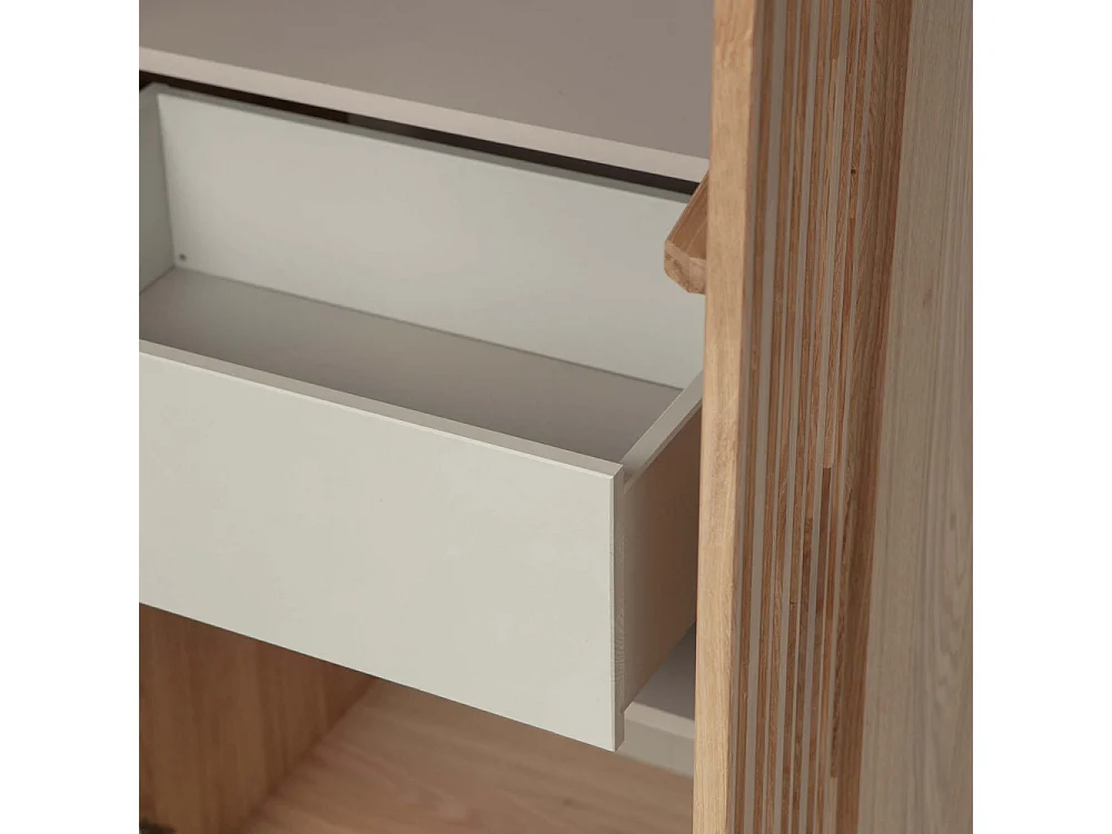 New Gravure - Colonne de rangement en bois 2 portes 1 tiroir H210cm - Bois clair