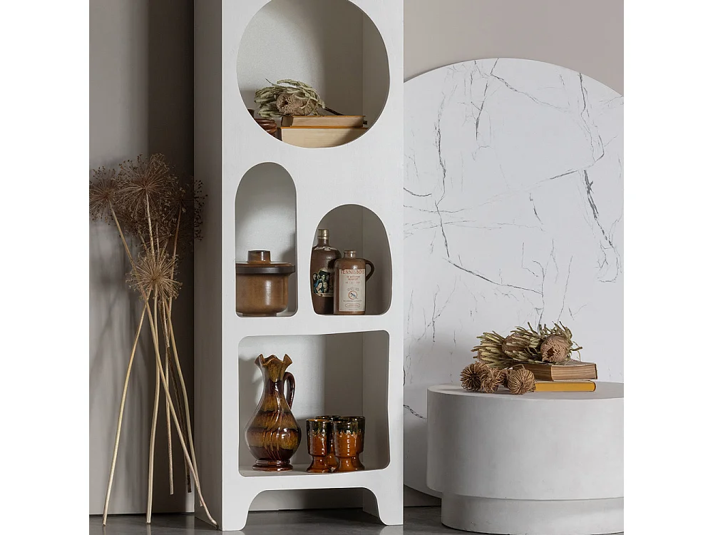 Caz - Colonne de rangement en bois 5 niches H180cm - Blanc