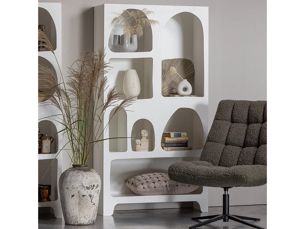 Caz - Colonne de rangement en bois 5 niches H180cm - Blanc