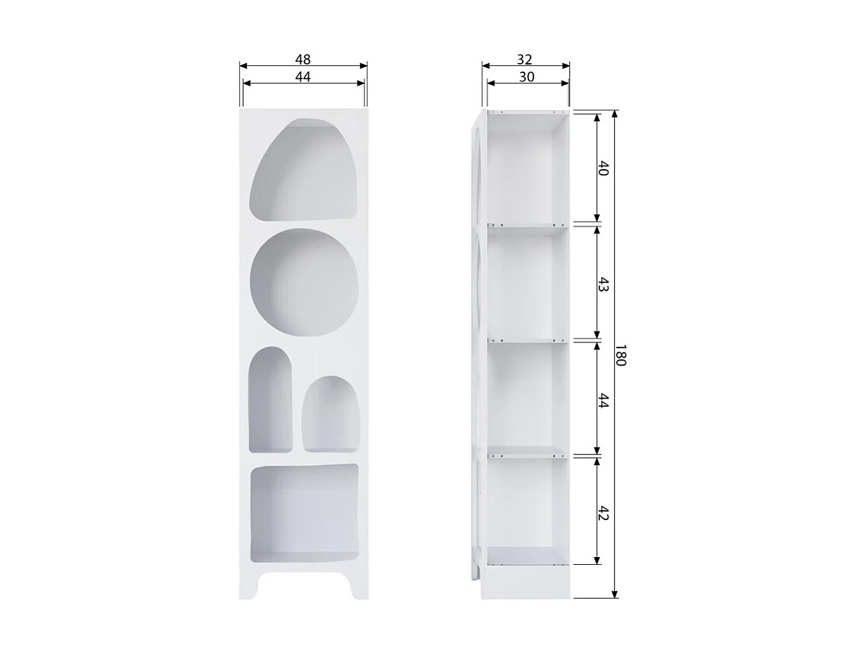 Caz - Colonne de rangement en bois 5 niches H180cm - Blanc
