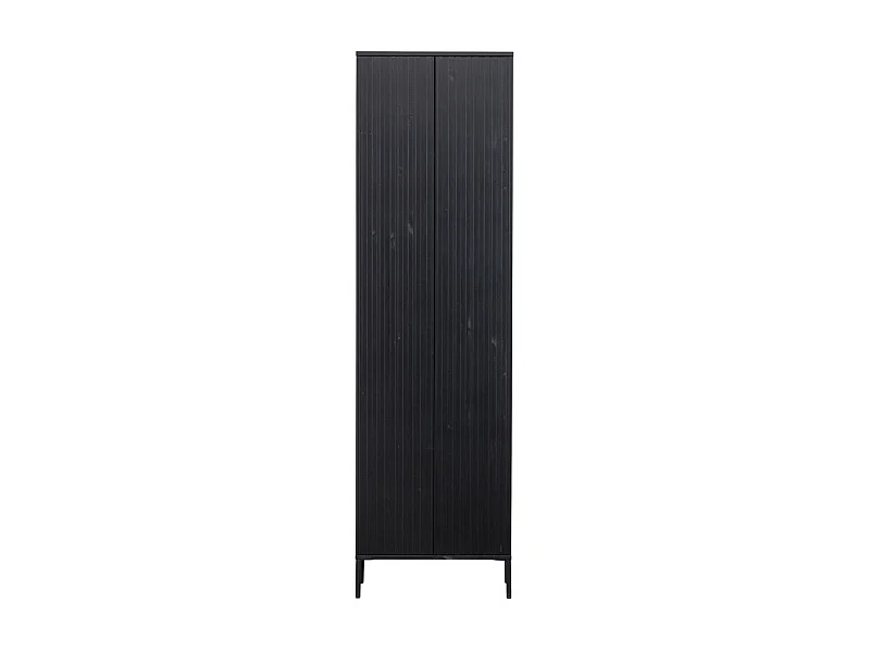 New Gravure - Colonne de rangement en bois 2 portes 1 tiroir H210cm - Noir