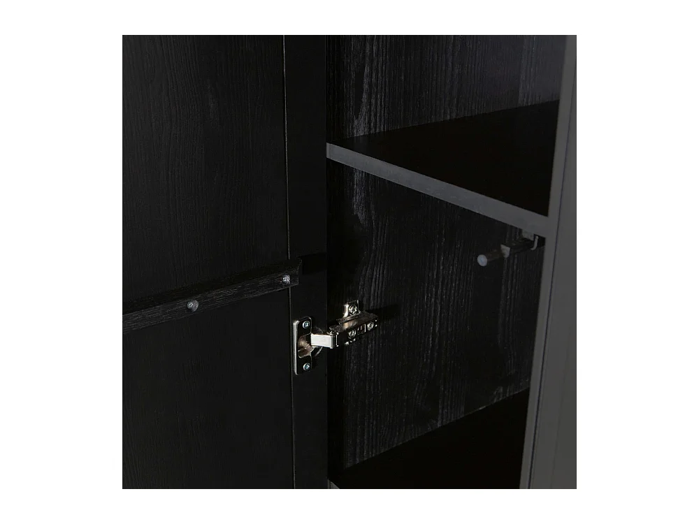 New Gravure - Colonne de rangement en bois 2 portes 1 tiroir H210cm - Noir