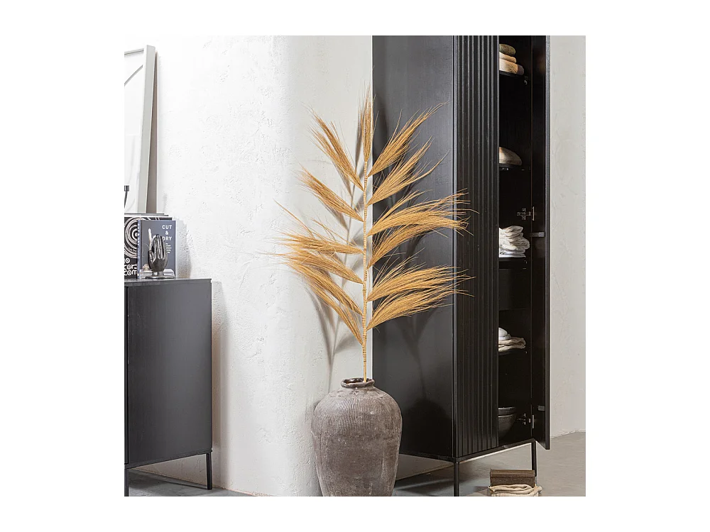 New Gravure - Colonne de rangement en bois 2 portes 1 tiroir H210cm - Noir